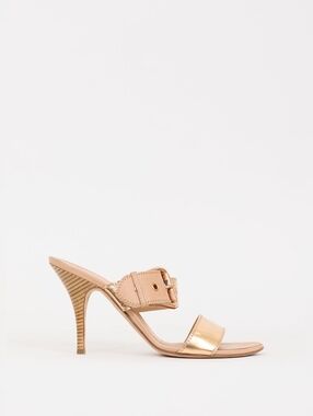 Giuseppe Zanotti Gold Leather Taz Ramino Buckle Heel.